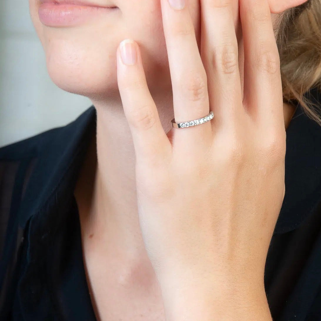 Silver Castle Setting Eternity Ring