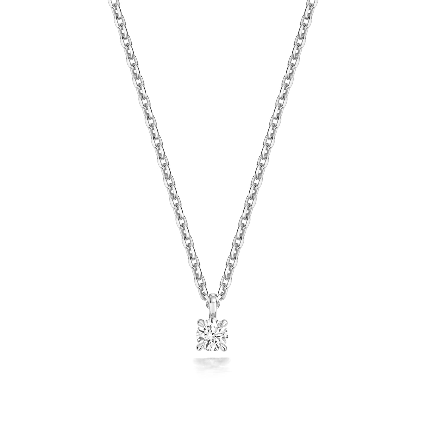 925 Sterling Silver 0.35ct Lab Grown Round Diamond 17” Necklet