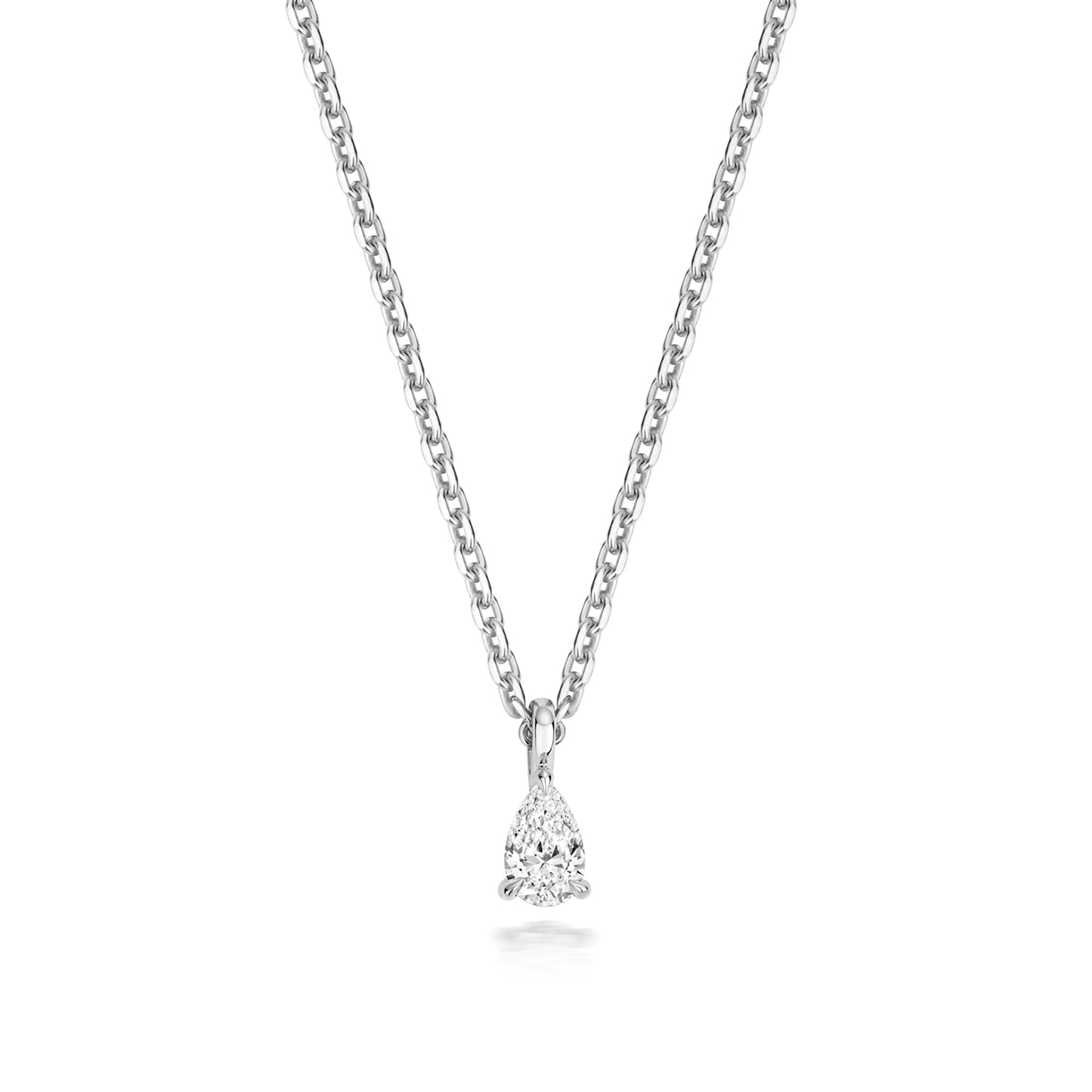 925 Sterling Silver 0.35ct Lab Grown Pear Diamond 17” Necklet