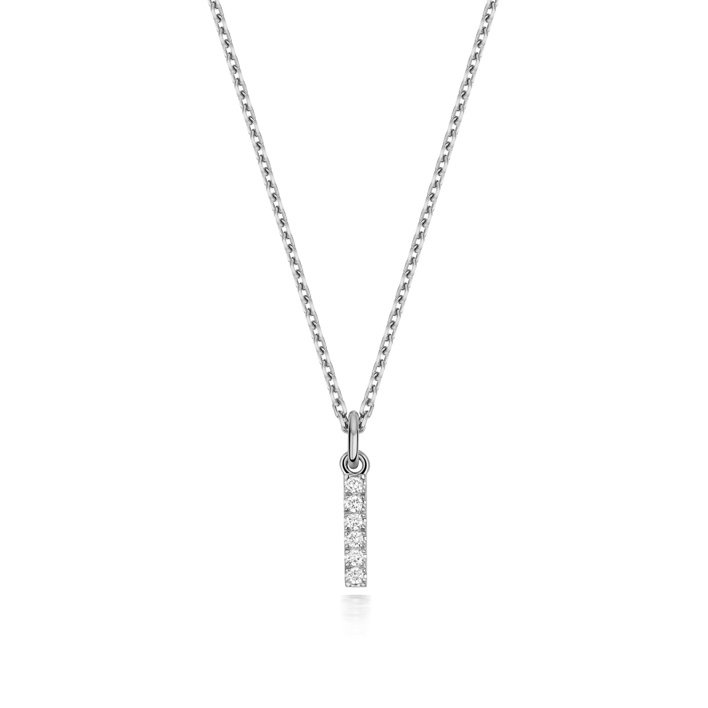 925 Sterling Silver Lab Grown Diamond Initial I 17” Necklet