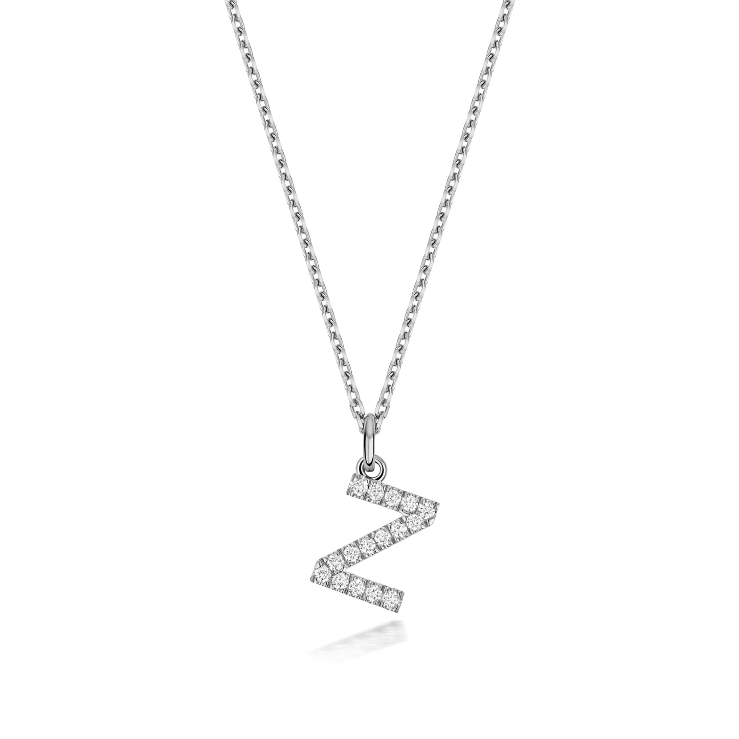 925 Sterling Silver Lab Grown Diamond Initial Z 17” Necklet