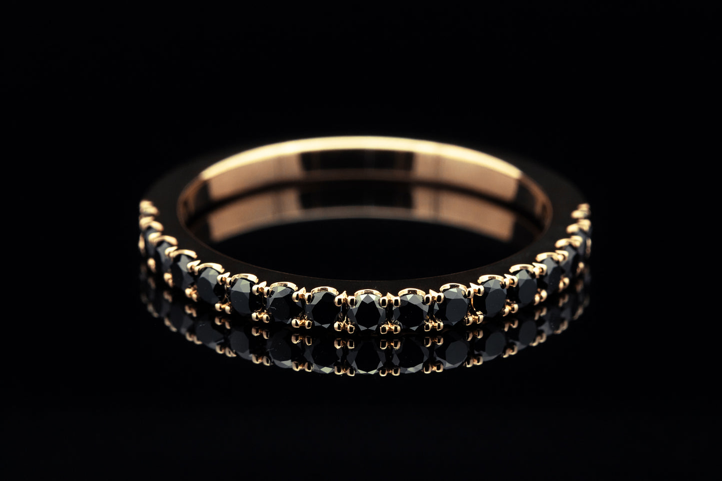 9ct Yellow Gold Natural Black Diamond Eternity Ring