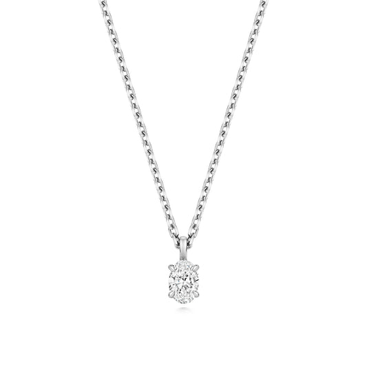 925 Sterling Silver 0.35ct Lab Grown Oval Diamond 17” Necklet