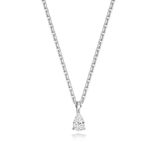925 Sterling Silver 0.20ct Lab Grown Pear Diamond 17” Necklet