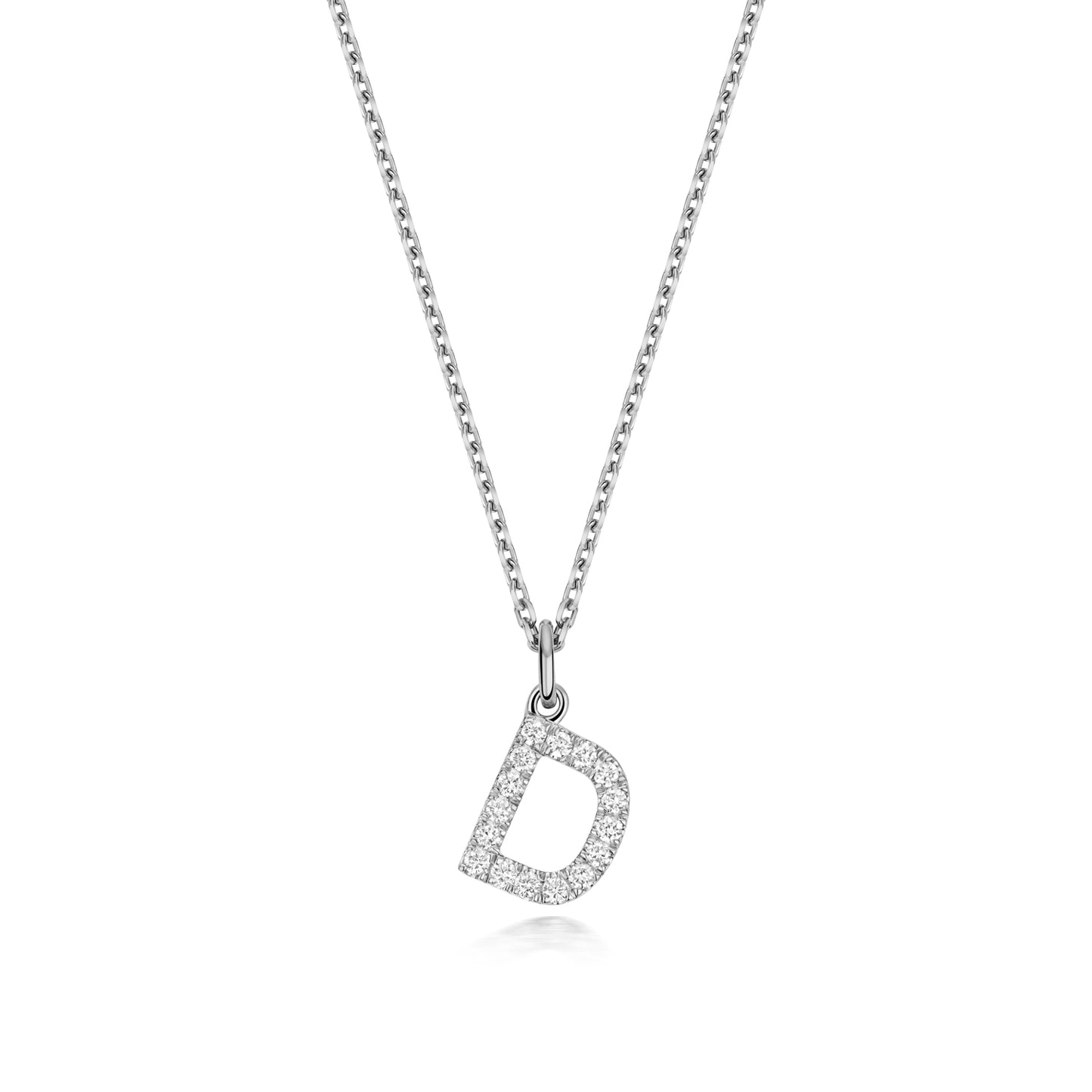 925 Sterling Silver Lab Grown Diamond Initial D 17” Necklet