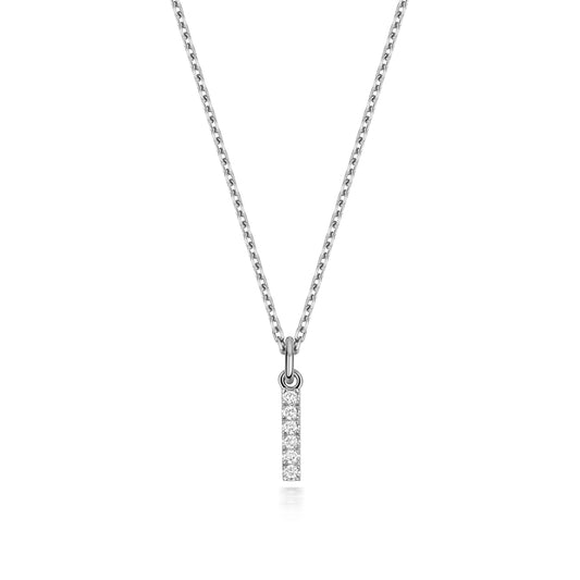 925 Sterling Silver Lab Grown Diamond Initial I 17” Necklet