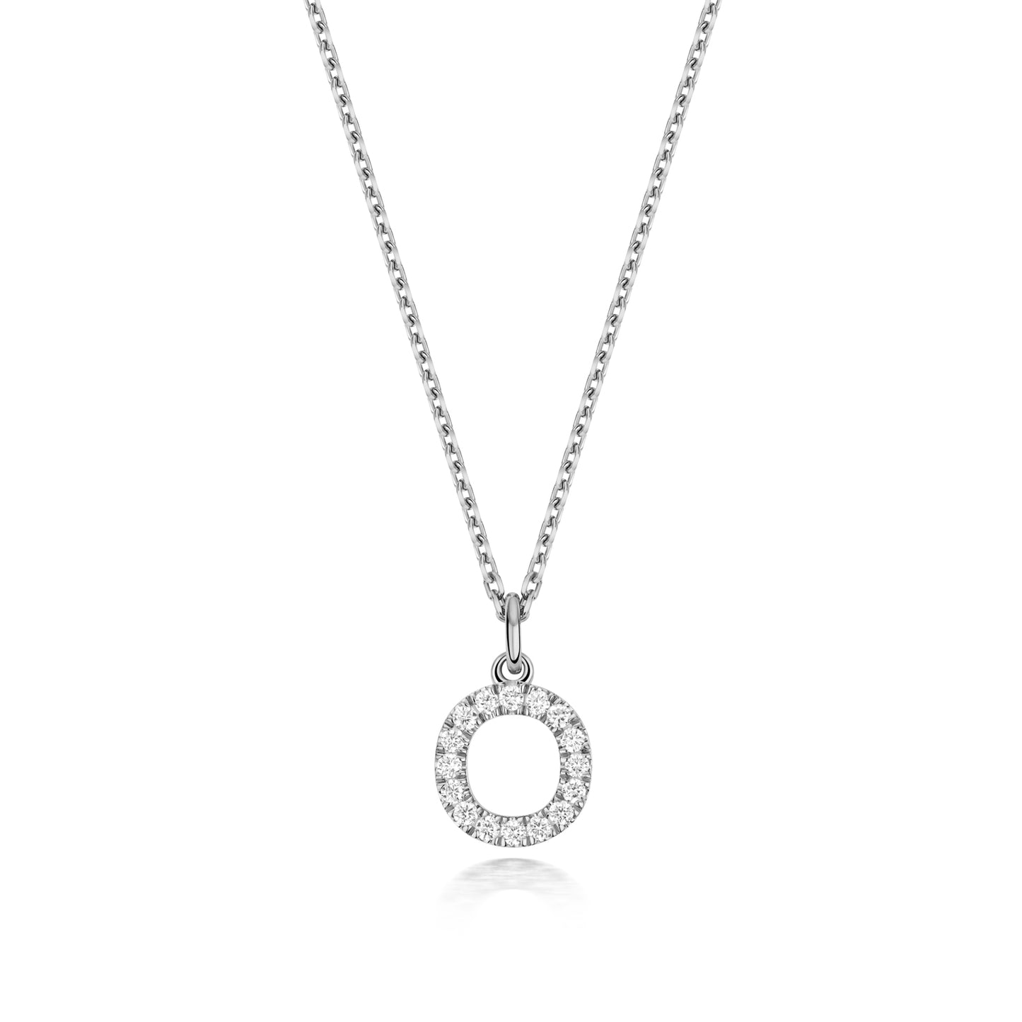 925 Sterling Silver Lab Grown Diamond Initial O 17” Necklet
