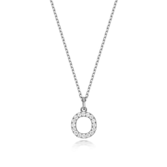 925 Sterling Silver Lab Grown Diamond Initial O 17” Necklet