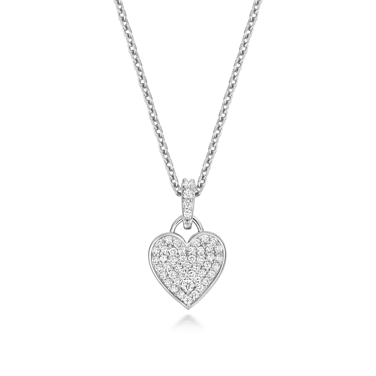 925 Sterling Silver 0.26ct Lab Grown Diamond Heart 17” Necklet